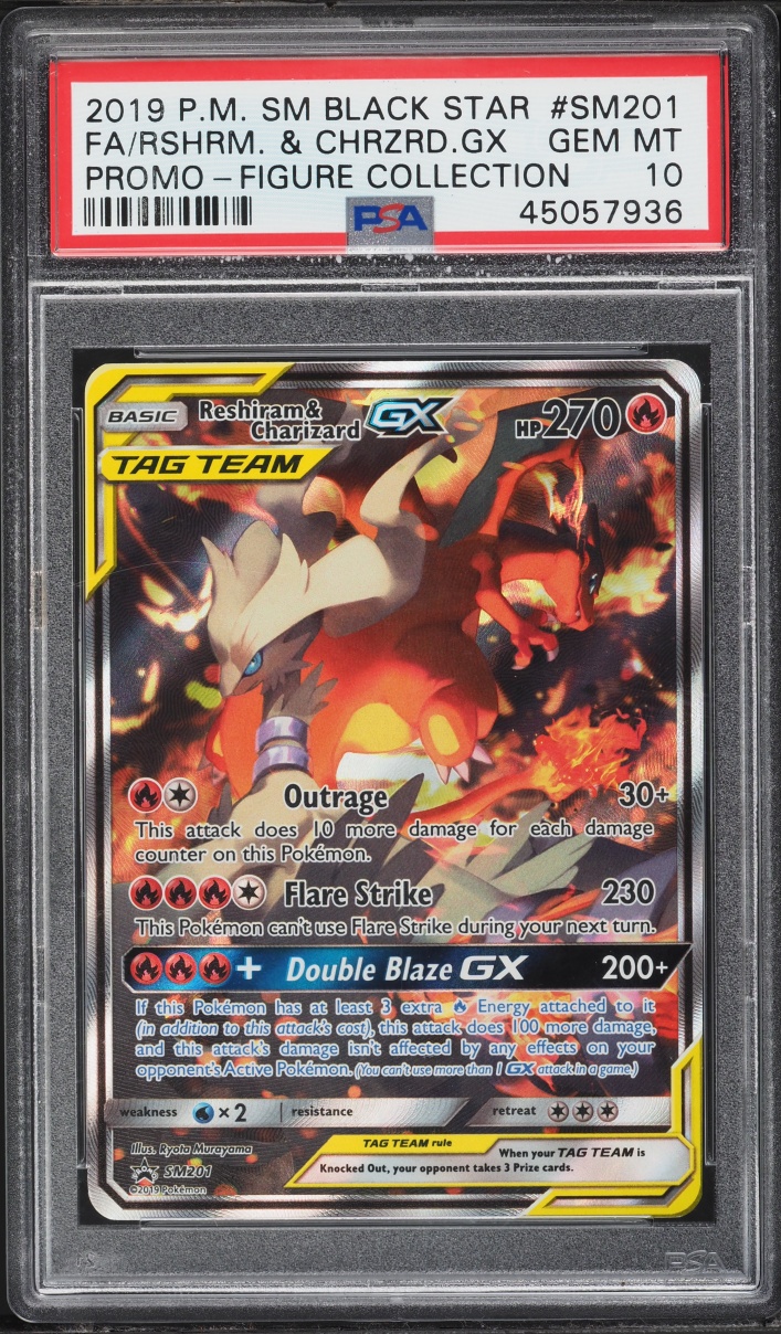 2019 Pokemon Sun & Moon Promo Full Art Reshiram & Charizard Gx #SM201 PSA 10 GEM MINT