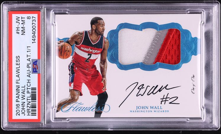2016 Panini Flawless Horizontal Platinum John Wall PATCH AUTO 1/1 #H-JW PSA 8 NM-MT - Photo 1