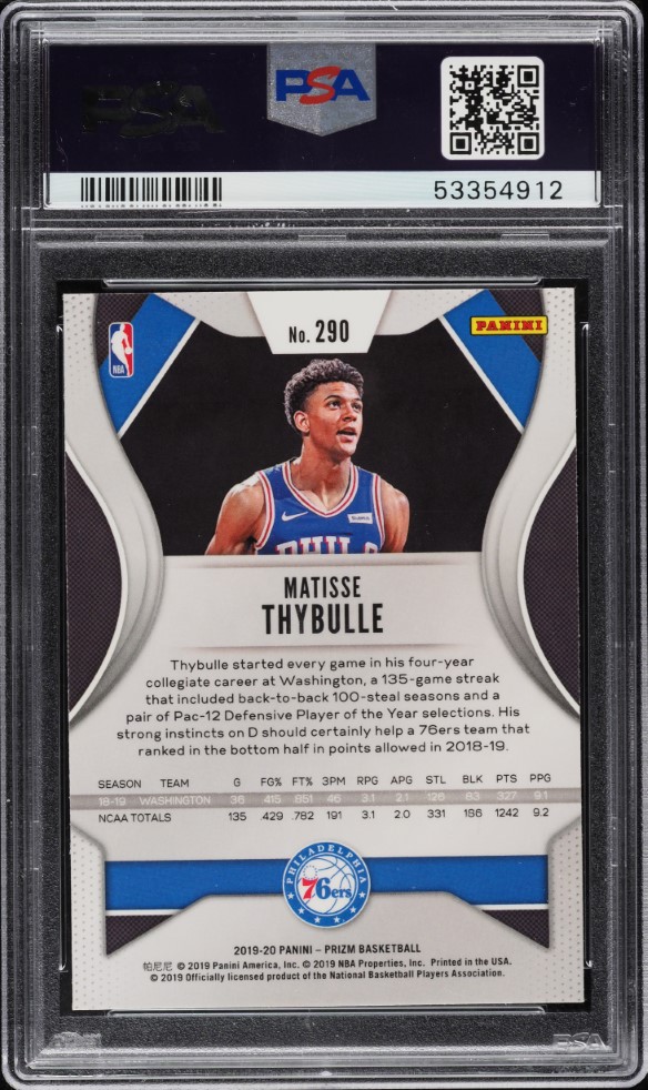 2019 Panini Prizm Matisse Thybulle ROOKIE #290 PSA 10 GEM