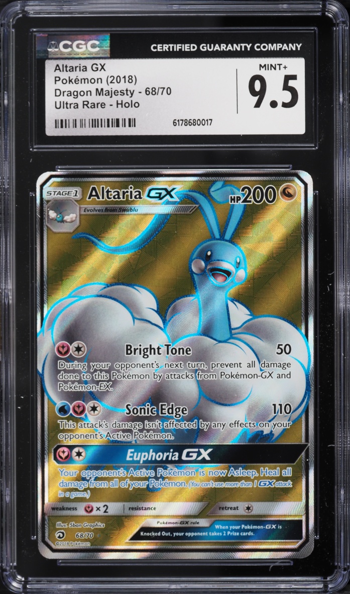 2018 Pokemon Sun & Moon Dragon Majesty Full Art Altaria GX #68 CGC 9.5 MINT+