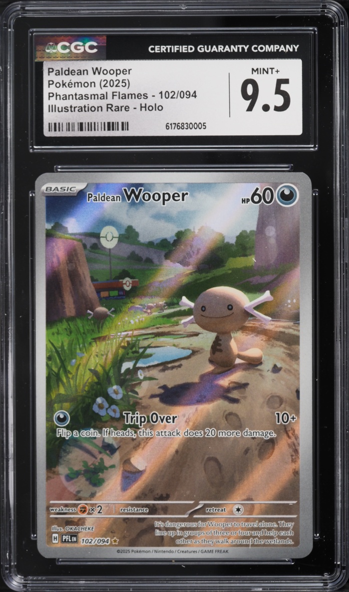 2025 Pokemon Mega Evolution Phantasmal Flames IR Paldean Wooper #102 CGC 9.5 MINT+