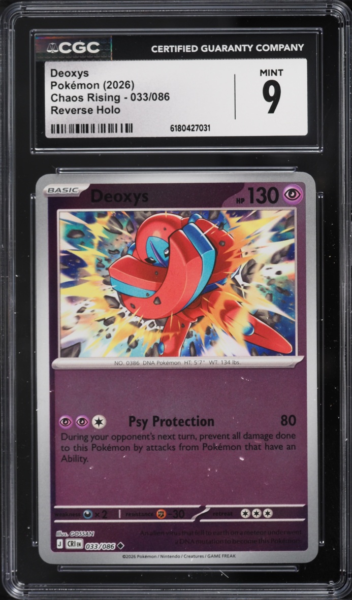 2026 Pokemon Mega Evolution Chaos Rising Reverse Holo Deoxys #033 CGC 9 MINT