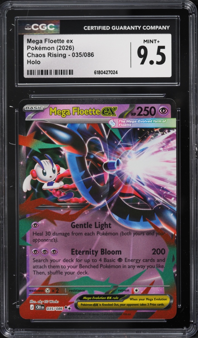 2026 Pokemon Mega Evolution Chaos Rising Holo Mega Floette EX #035 CGC 9.5 MINT+