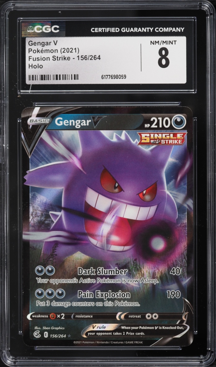 2021 Pokemon Sword & Shield Fusion Strike Holo Gengar V #156 CGC 8 NM-MT