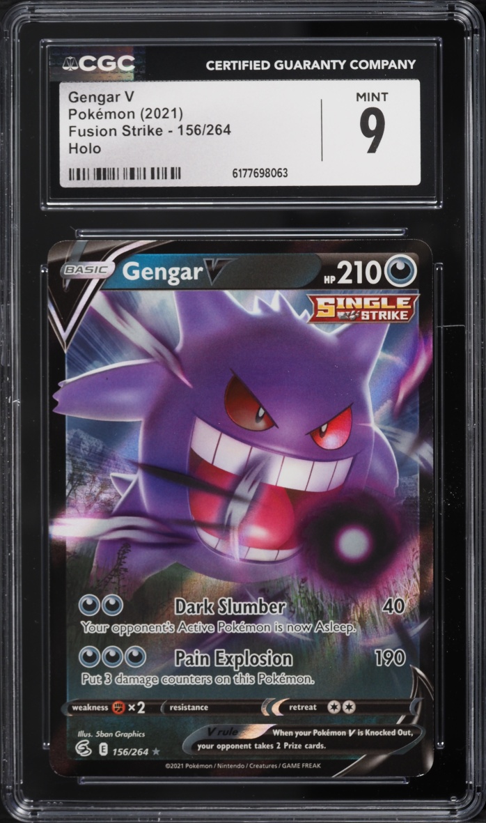 2021 Pokemon Sword & Shield Fusion Strike Holo Gengar V #156 CGC 9 MINT
