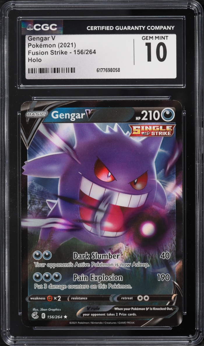 2021 Pokemon Sword & Shield Fusion Strike Holo Gengar V #156 CGC 10 GEM MINT