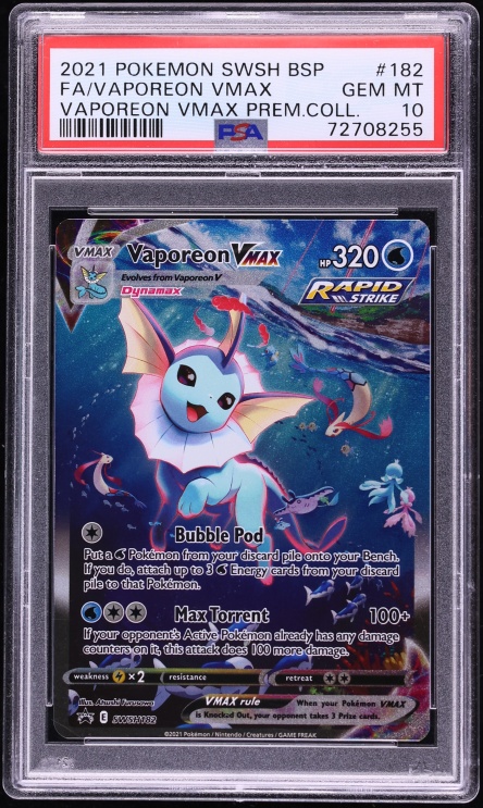 2021 Pokemon Sword & Shield Black Star Promo VMAX Premium Vaporeon VMAX #182 PSA 10 GEM MINT