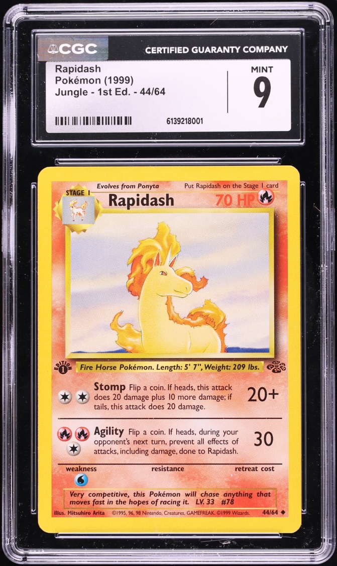 1999 Pokemon Jungle 1st Edition Rapidash #44 CGC 9 MINT