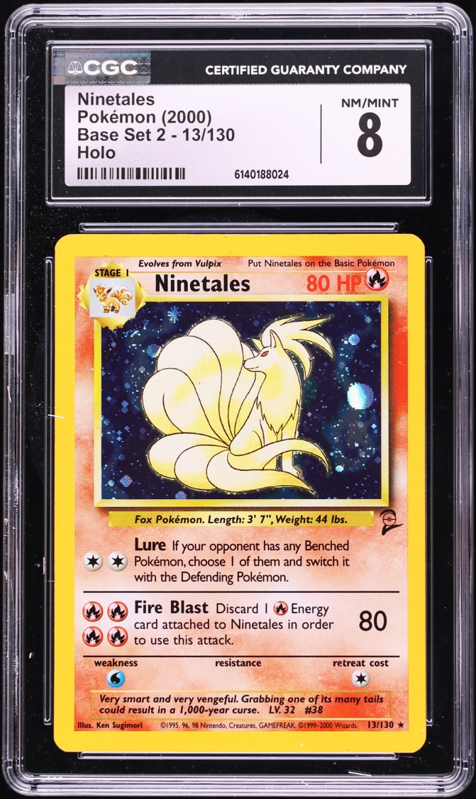 2000 Pokemon Base Set 2 Holo Ninetales #13 CGC 8 NM-MT