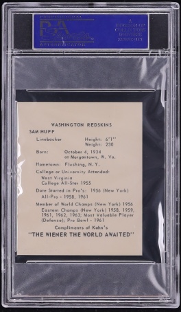 1964 Kahn's Wieners Football Sam Huff PSA 8 NM-MT