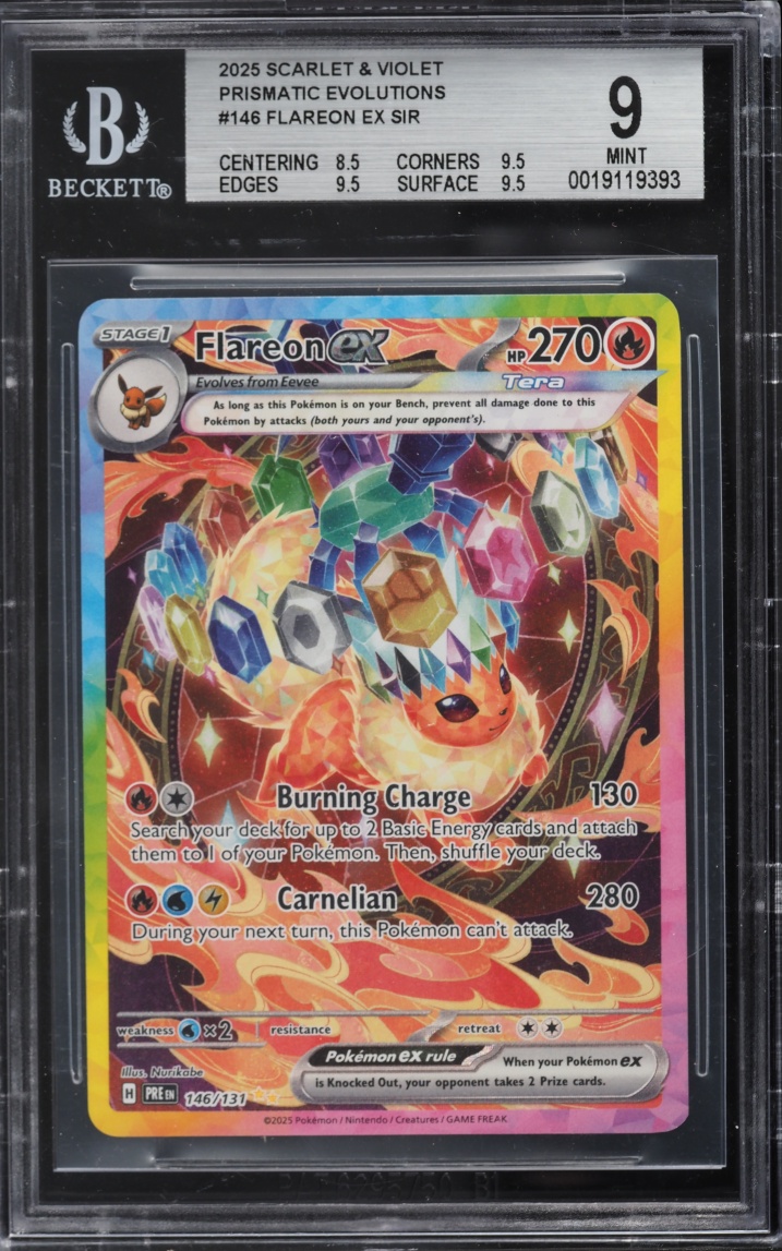 2025 Pokemon Scarlet & Violet Prismatic Evolutions SIR Flareon ex #146 BGS 9 MINT