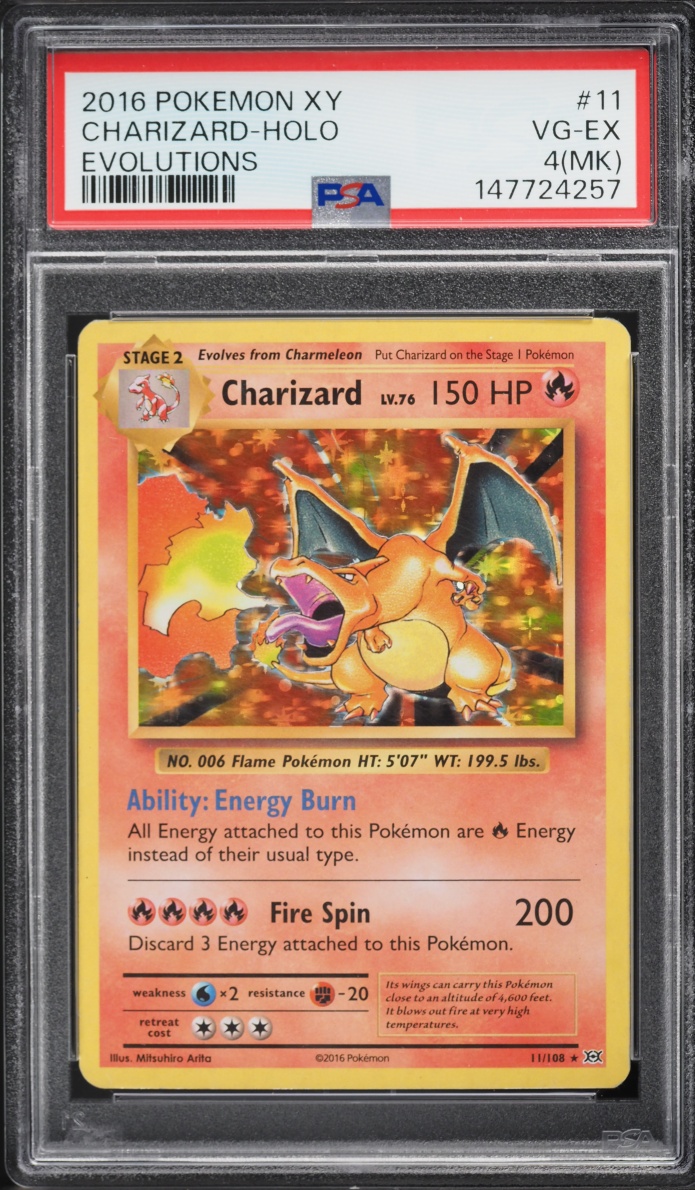 2016 Pokemon XY Evolutions Holo Charizard #11 PSA 4(mk) VGEX