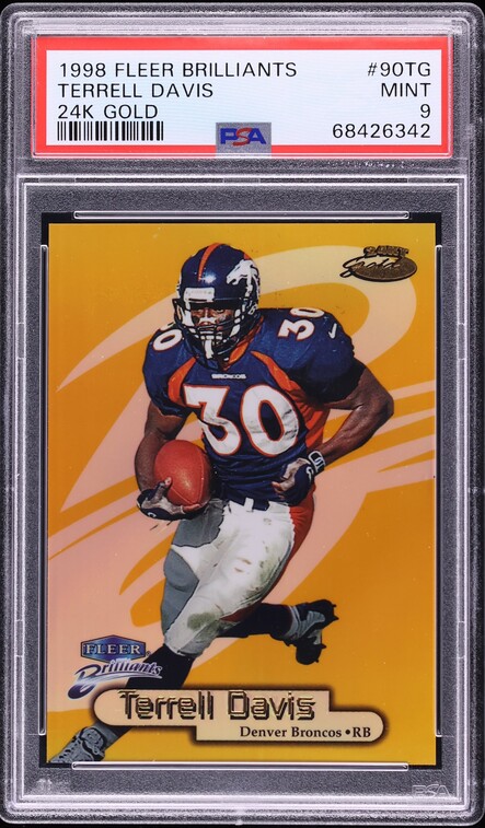 1998 Fleer Brilliants 24kt Gold Terrell Davis /24 #90TG PSA 9 MINT