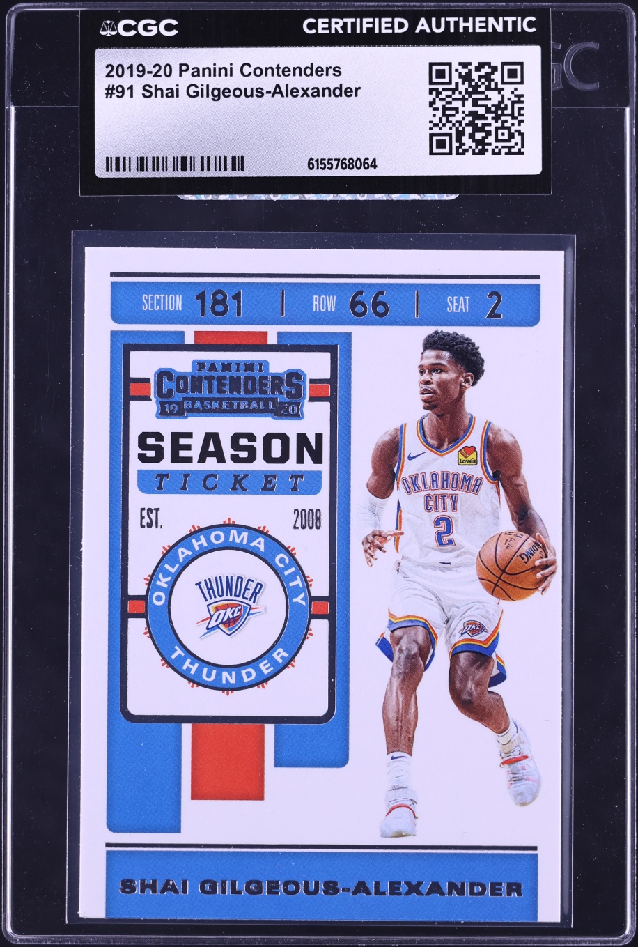 2019 Panini Contenders Shai Gilgeous-Alexander #91 CGC AUTH