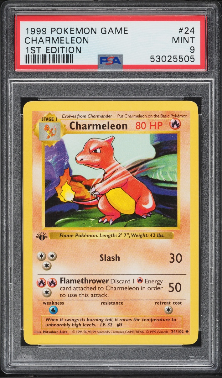 1999 Pokemon Base Set Shadowless 1st Edition Charmeleon #24 PSA 9 MINT