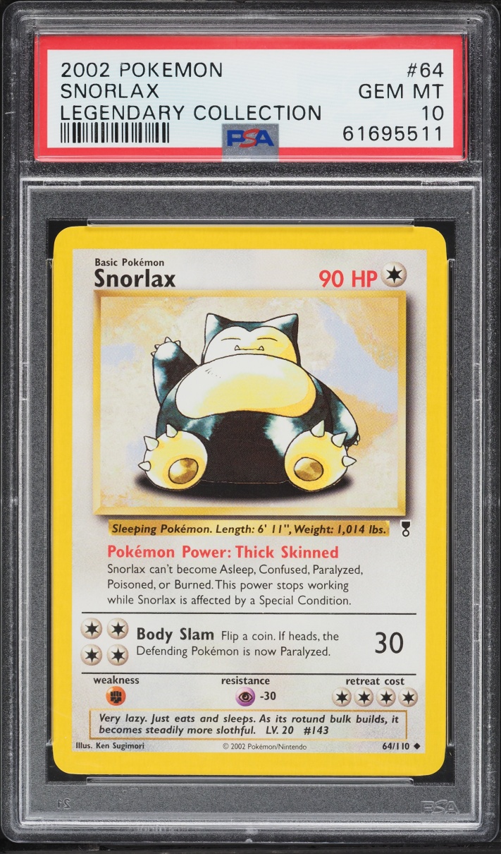 2002 Pokemon Legendary Collection Snorlax #64 PSA 10 GEM MINT