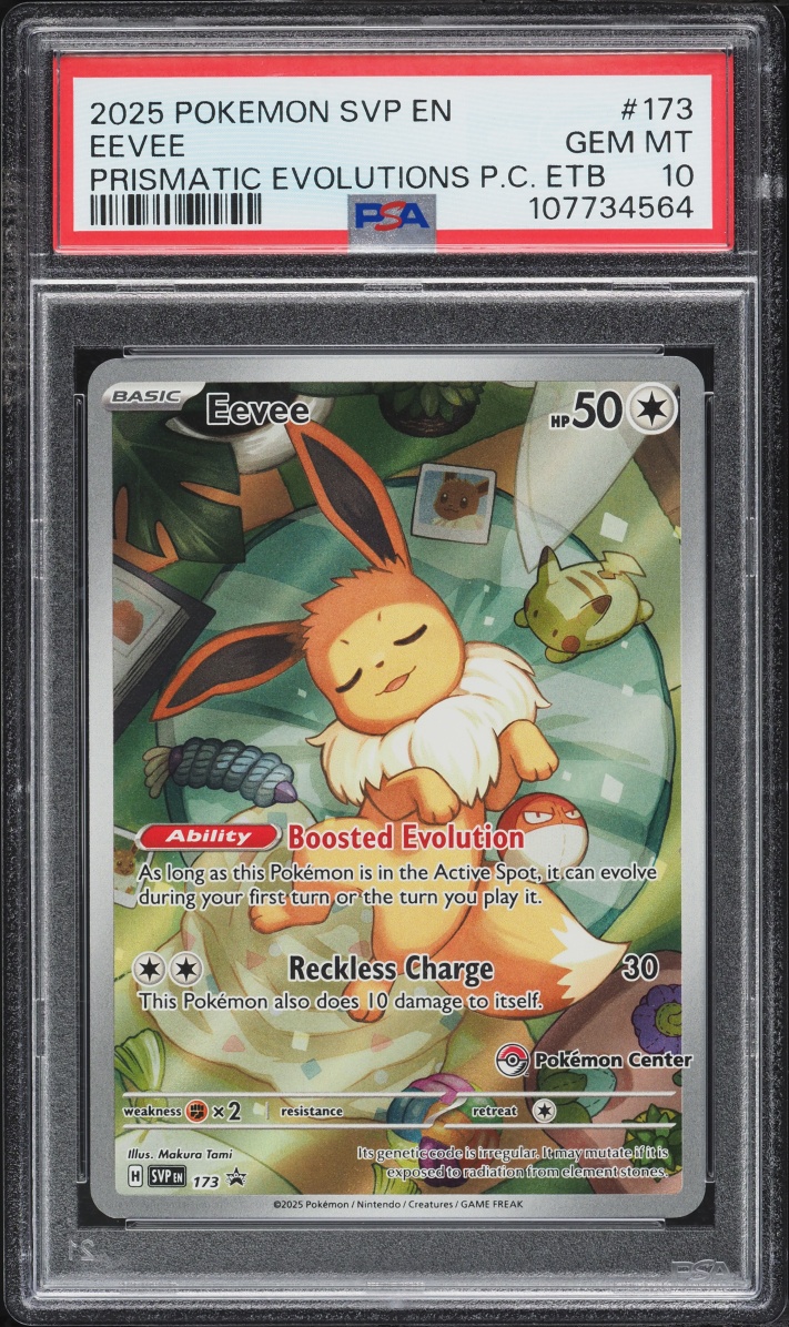 2025 Pokemon SV Promo Prismatic Evolutions Center ETB Full Art Eevee #173 PSA 10 GEM MINT