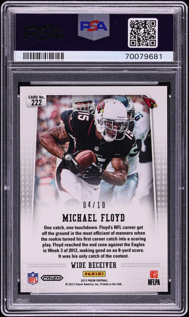 2012 Panini Prizm Gold Michael Floyd ROOKIE /10 #222 PSA 10 GEM MINT