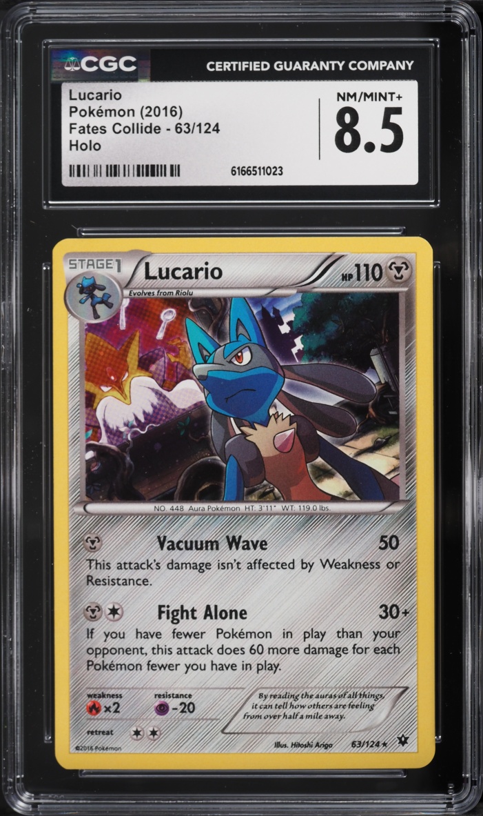 2016 Pokemon XY Fates Collide Holo Lucario #63 CGC 8.5 NM-MT+