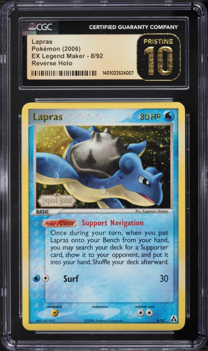 2006 Pokemon EX Legend Maker Reverse Holo Lapras #8 CGC 10 PRISTINE
