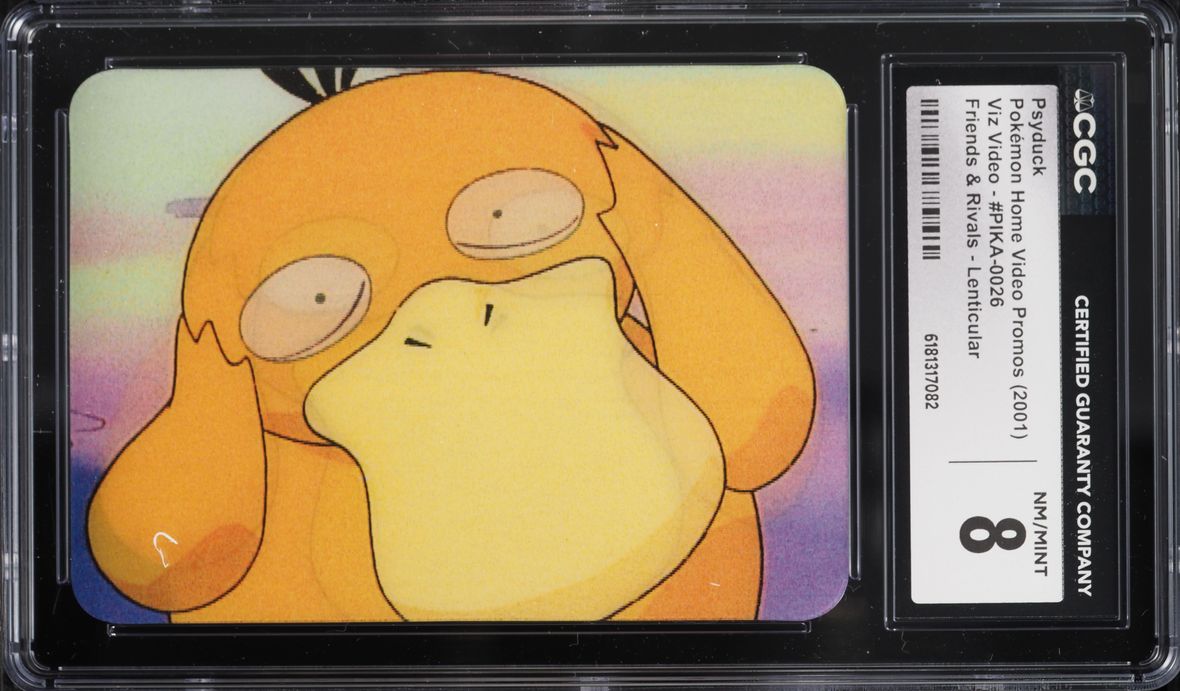 2001 Pokemon Home Video Promo Friends & Rivals Lenticular Psyduck CGC 8 NM-MT