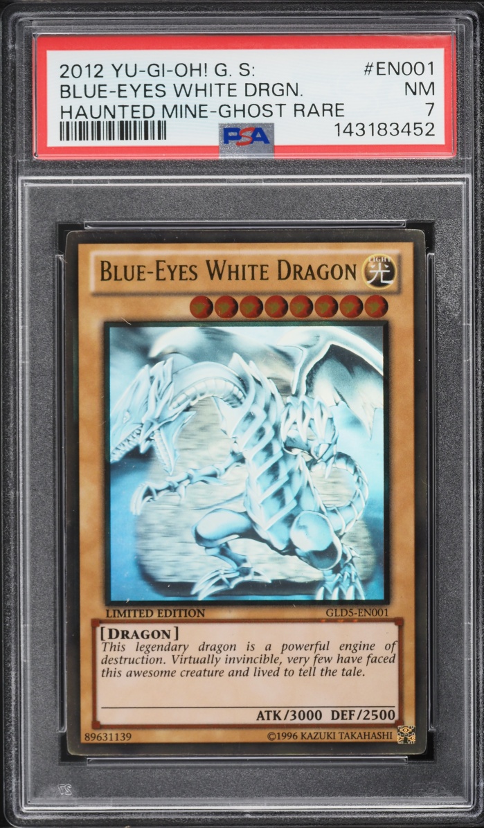 2012 Yu-Gi-Oh! GLD5 Limited Editon Gold Ghost Rare Blue-Eyes White Dragon #GLD5-EN001 PSA 7