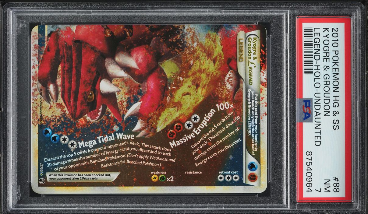 2010 Pokemon Heartgold & Soulsilver Undaunted Kyogre & Groudon Legend #88 PSA 7