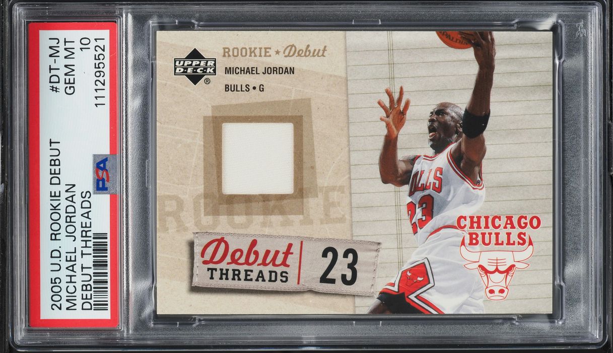 2005 Upper Deck Rookie Debut Threads Michael Jordan PATCH #DT-MJ PSA 10 GEM MINT
