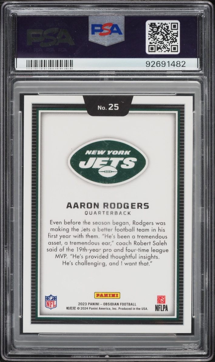 2023 Panini Obsidian Black Color Blast Aaron Rodgers #25 PSA 10 GEM MINT