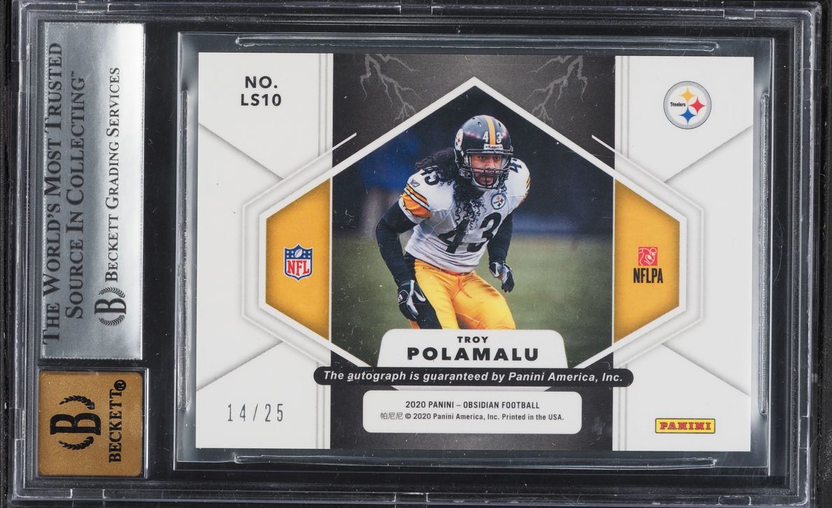 2020 Panini Obsidian Lightning Strike Troy Polamalu AUTO /25 #10 BGS 9 MINT