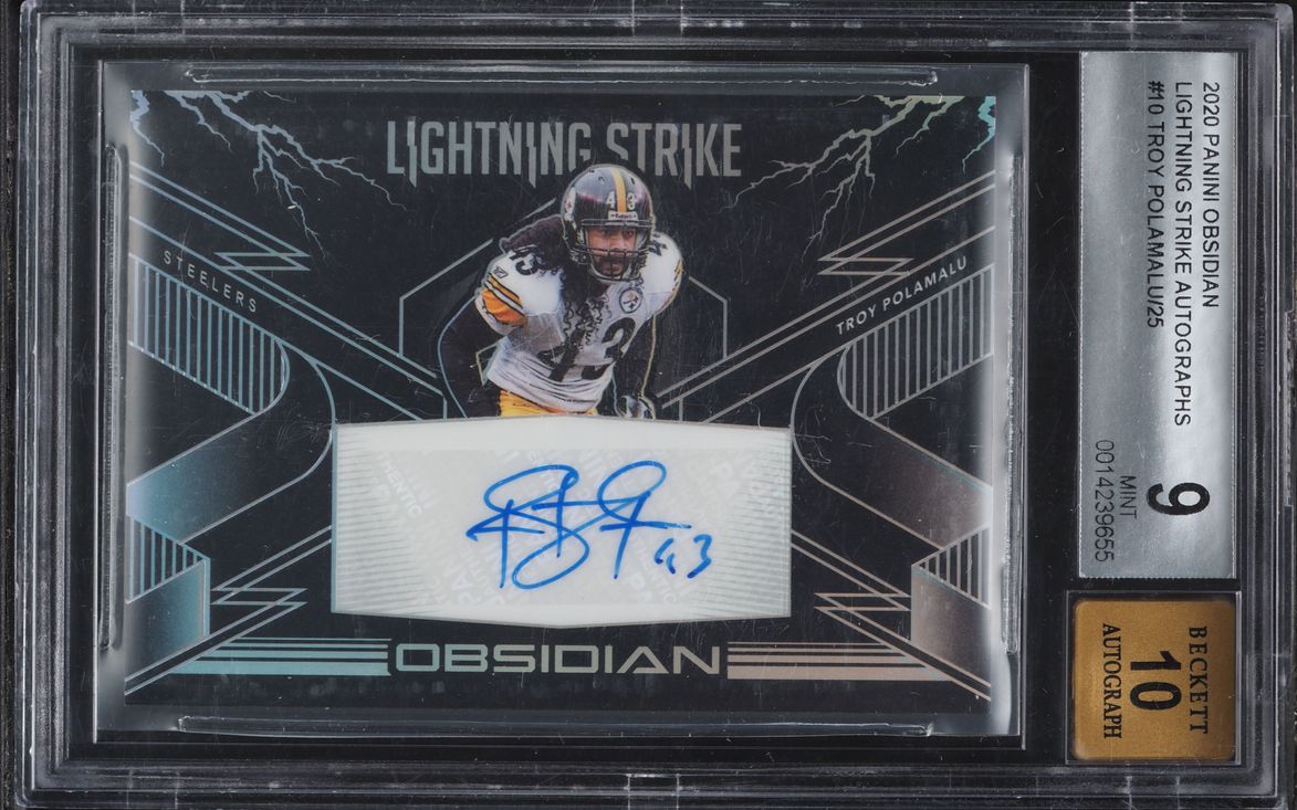 2020 Panini Obsidian Lightning Strike Troy Polamalu AUTO /25 #10 BGS 9 MINT