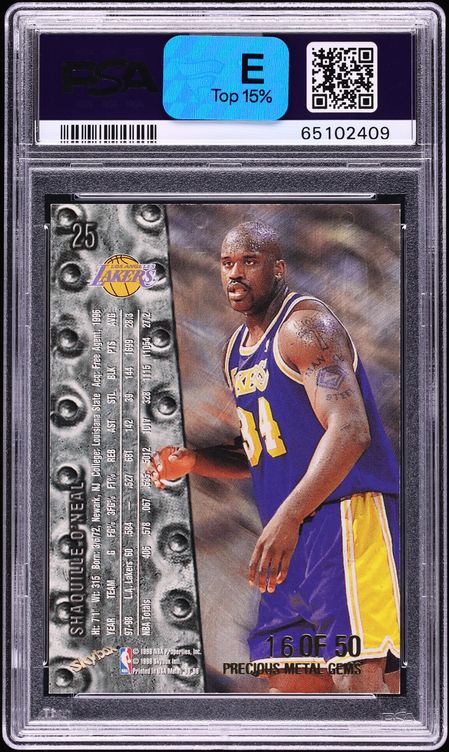 1998 Metal Universe Precious Metal Gems PMG Shaquille O'Neal /50 #25 PSA 7 NRMT