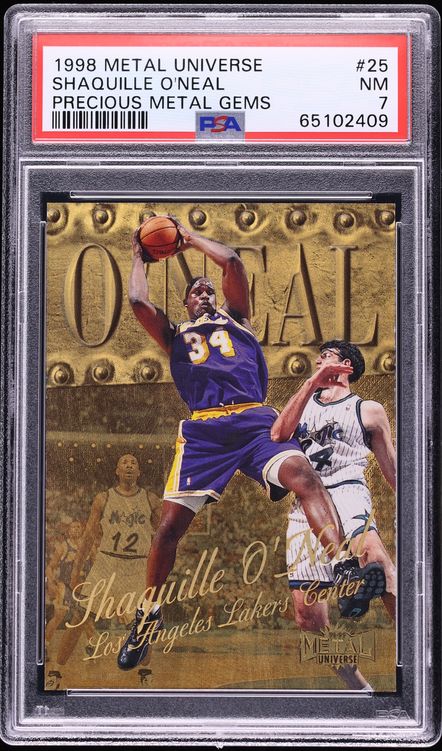 1998 Metal Universe Precious Metal Gems PMG Shaquille O'Neal /50 #25 PSA 7 NRMT