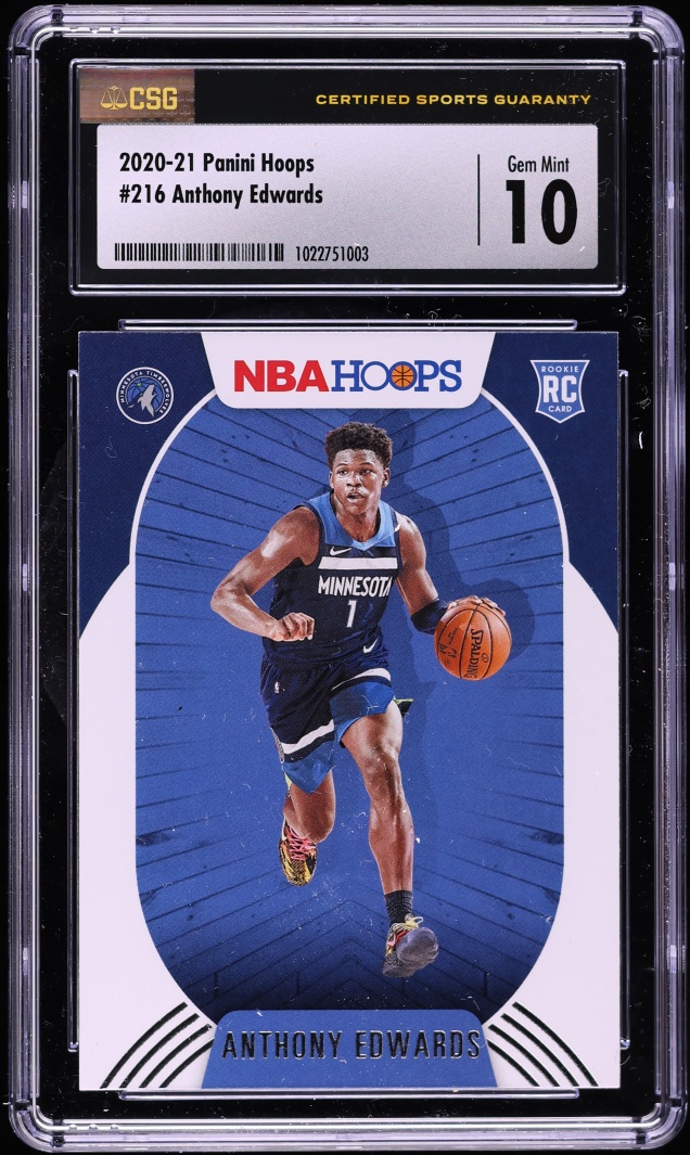2020 Hoops Anthony Edwards ROOKIE #216 CSG 10 GEM MINT