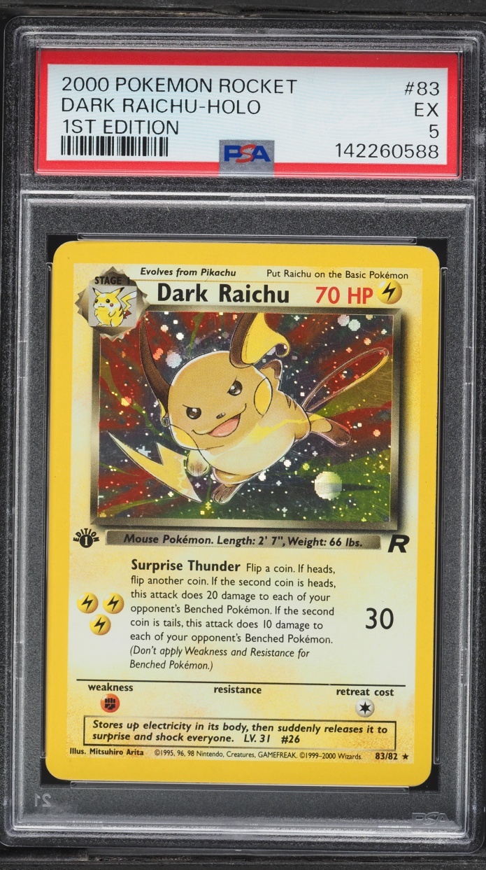 2000 Pokemon Team Rocket 1st Edition Holo Dark Raichu #83 PSA 5 EX