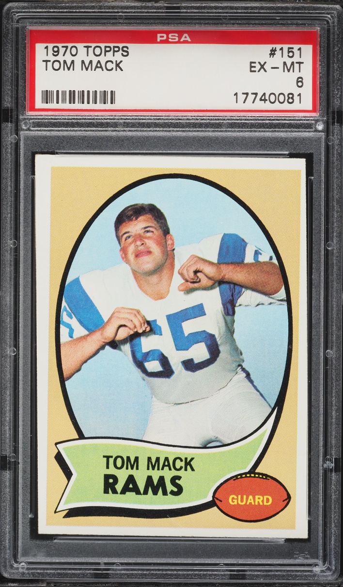 1970 Topps Football Tom Mack ROOKIE #151 PSA 6 EXMT