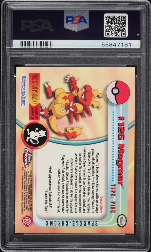 2000 Topps Chrome Pokemon Series 2 Sparkle Magmar #126 PSA 10 GEM MINT