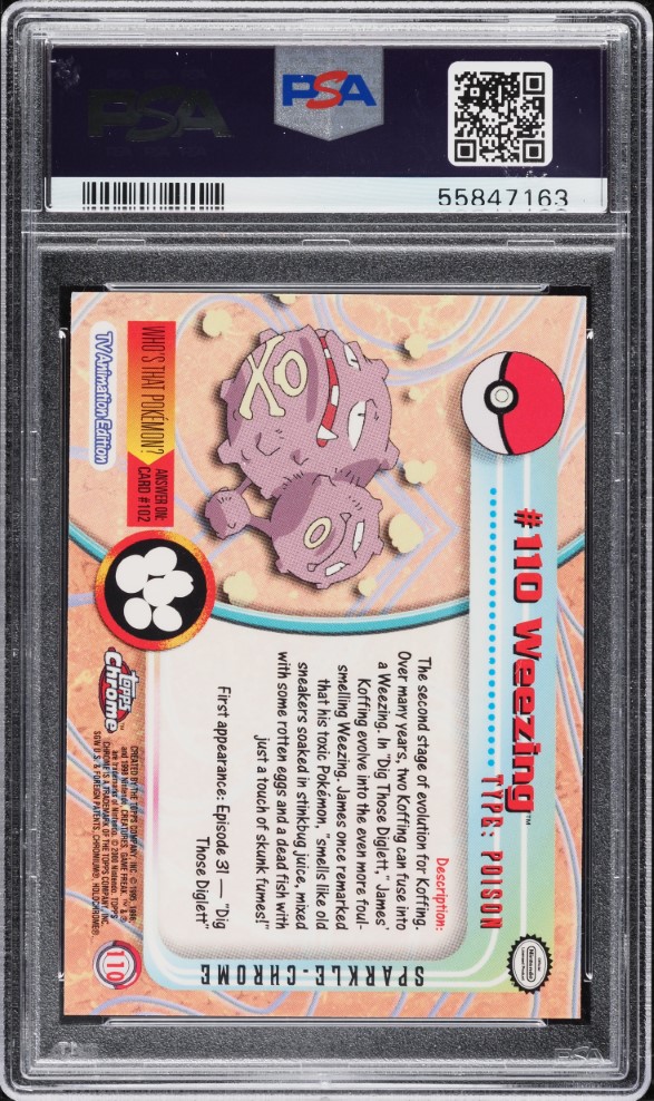 2000 Topps Chrome Pokemon Series 2 Sparkle Weezing #110 PSA 10 GEM MINT