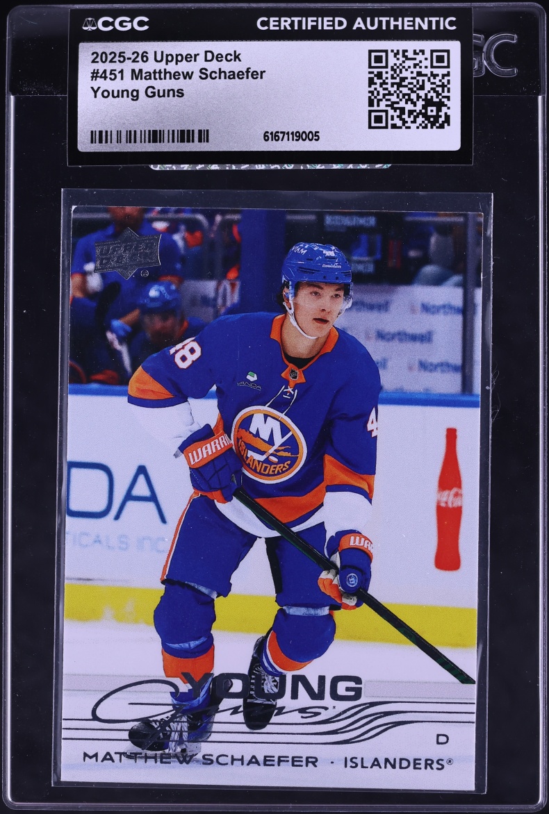 2025 Upper Deck Young Guns Matthew Schaefer ROOKIE #451 CGC AUTH