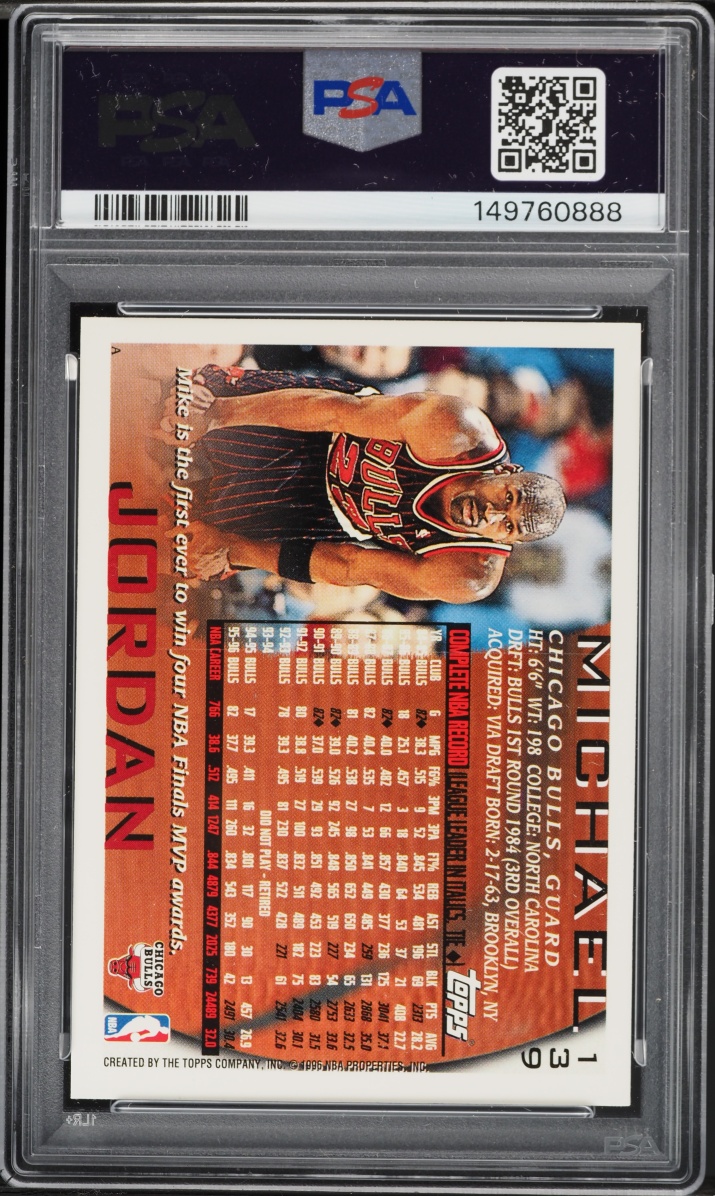 1996 Topps Basketball Michael Jordan #139 PSA 10 GEM MINT