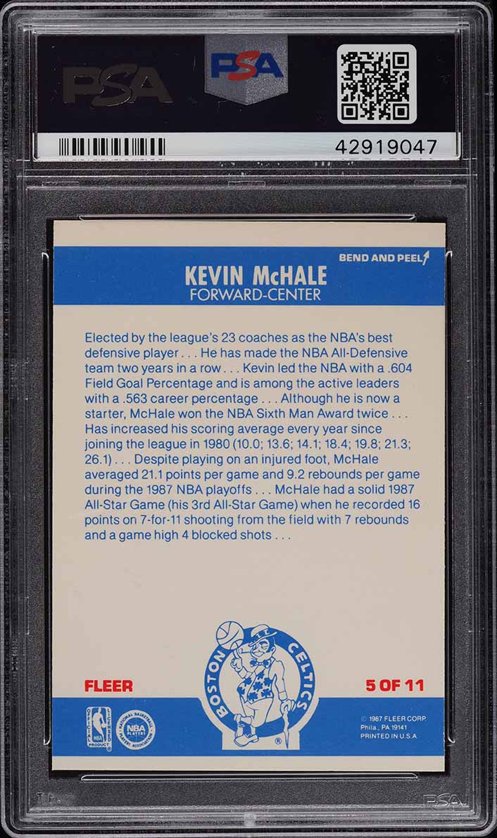 1987 Fleer Sticker Kevin Mchale #5 PSA 7 NRMT