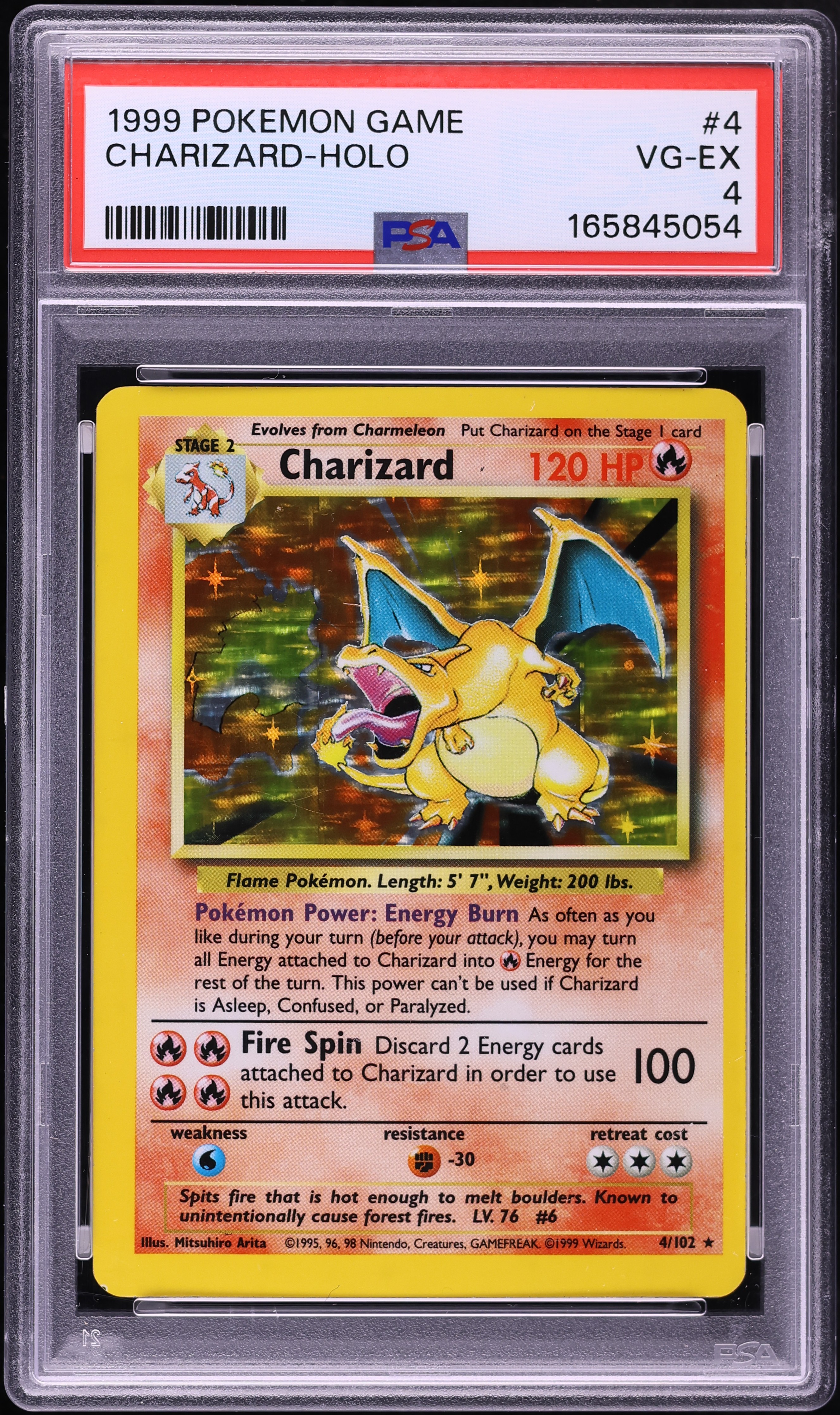1999 Pokemon Base Set Holo Charizard #4 PSA 4 VGEX