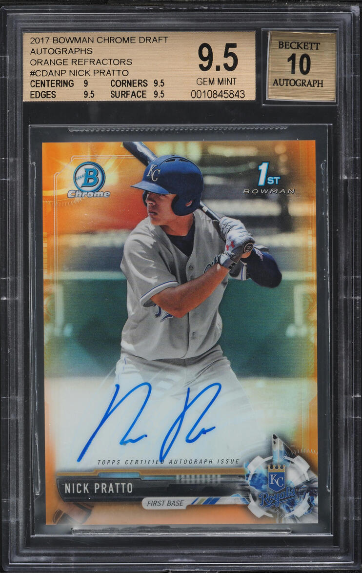 2017 Bowman Chrome Draft Orange Refractor Nick Pratto PROSPECT AUTO /25 BGS 9.5