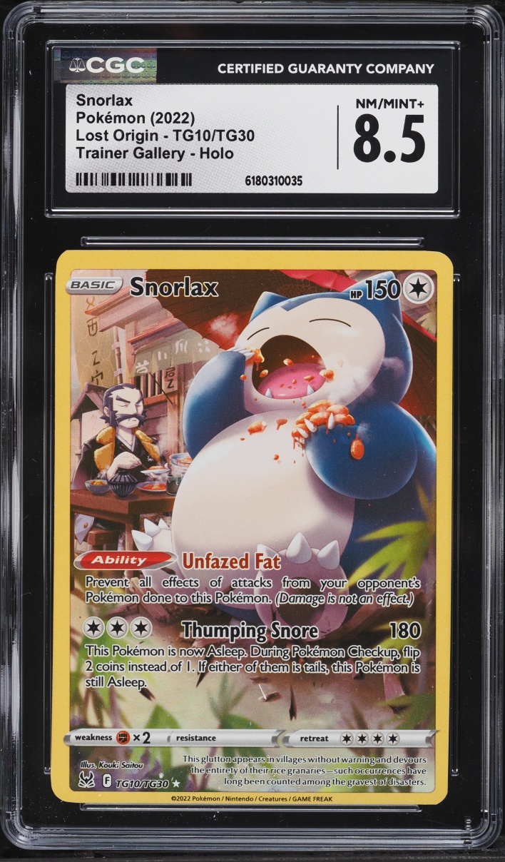 2022 Pokemon Sword & Shield Lost Origin CHR Snorlax #TG10 CGC 8.5 NM-MT+