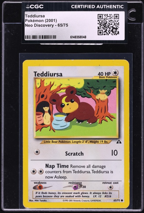 2001 Pokemon Neo Discovery Teddiursa #65 CGC AUTH