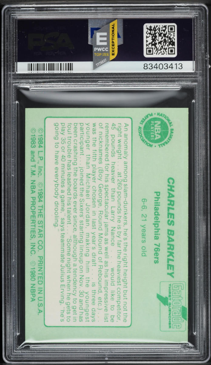 1985 Star Gatorade Slam Dunk Charles Barkley SP ROOKIE PSA 9 MINT - Photo 2