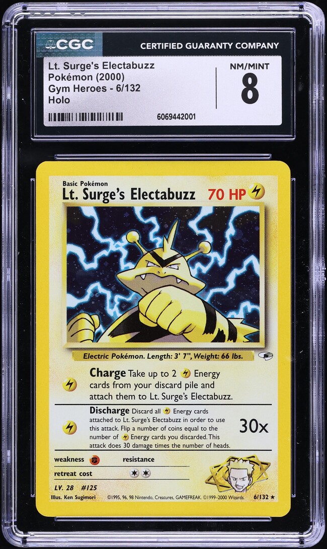 2000 Pokemon Gym Heroes Holo Lt. Surge's Electabuzz #6 CGC 8 NM-MT