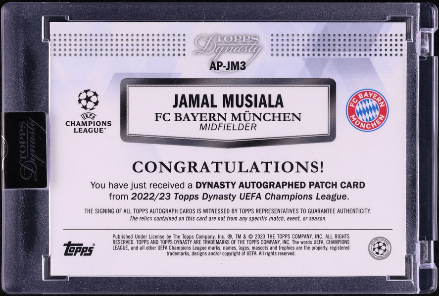 2022 Topps Dynasty UEFA Champions League Gold Jamal Musiala PATCH AUTO 1/1
