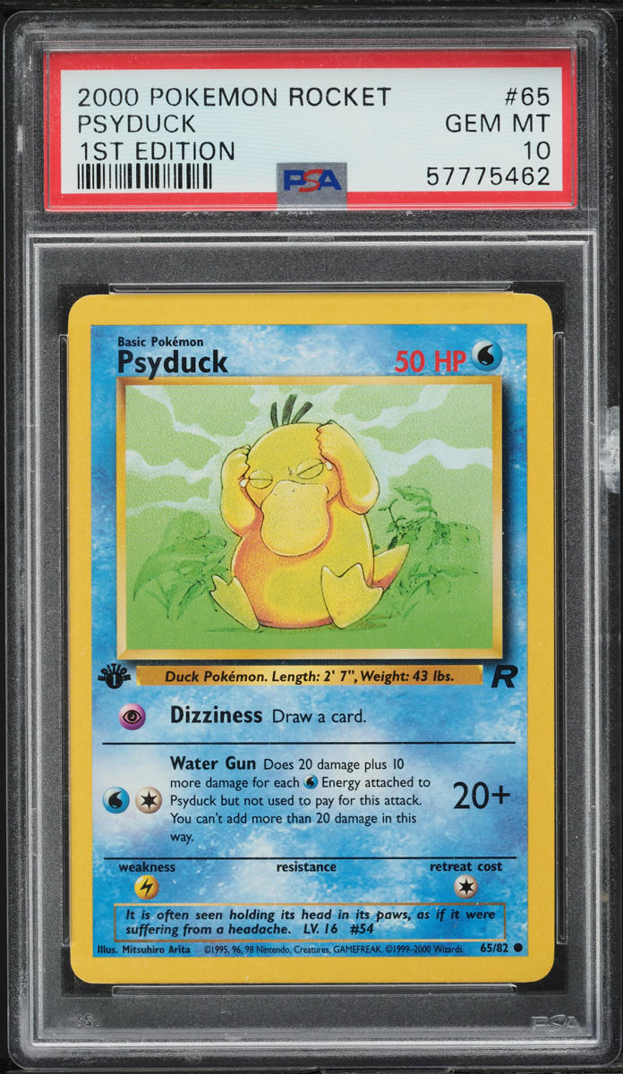 2000 Pokemon Team Rocket 1st Edition Psyduck #65 PSA 10 GEM MINT