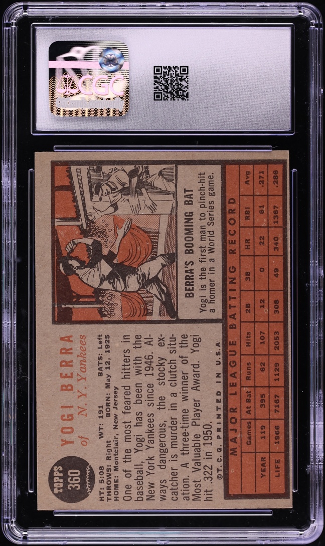 1962 Topps Yogi Berra #360 CGC 5.5 EX+